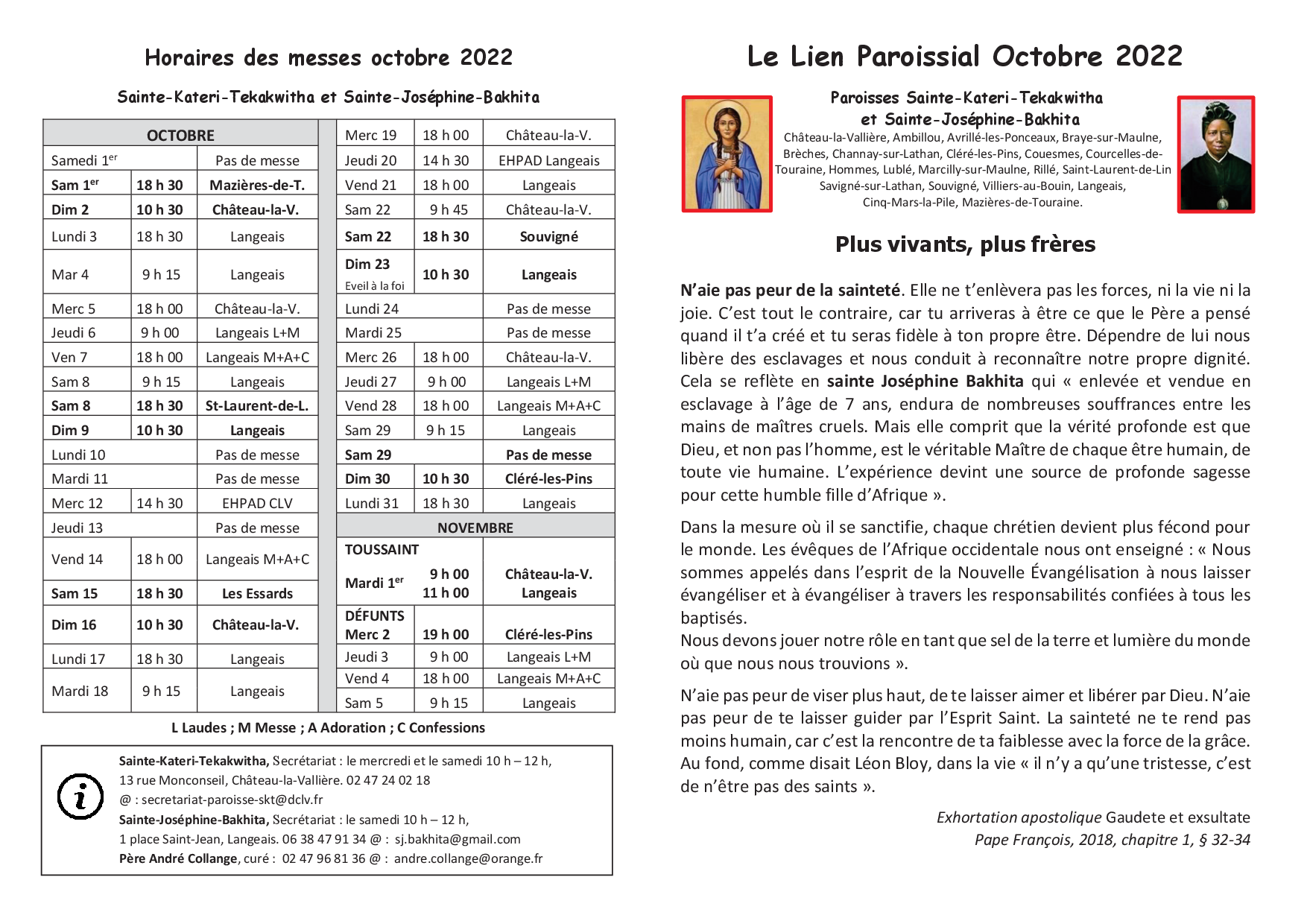 Le lien paroissial - octobre 2022